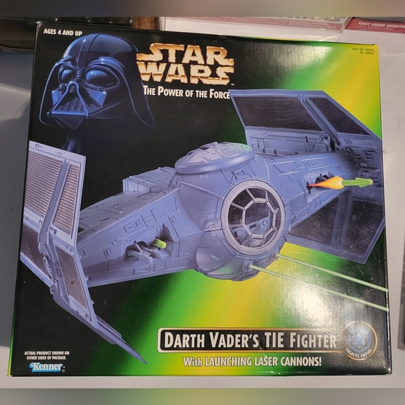 1997 Star Wars Power of the Force Darth Vader's TIE Fighter W. Box Kenner - Picture 1 of 8